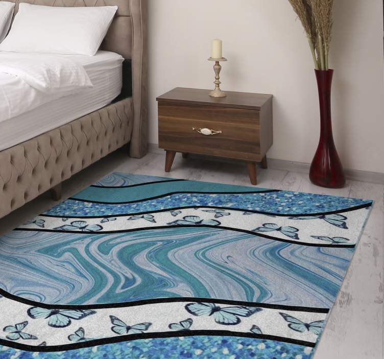 Gentle azure currents textured vinyl rug - TenStickers