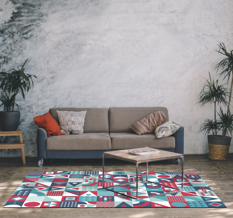 Geometric Abstract Pattern living room rug - TenStickers