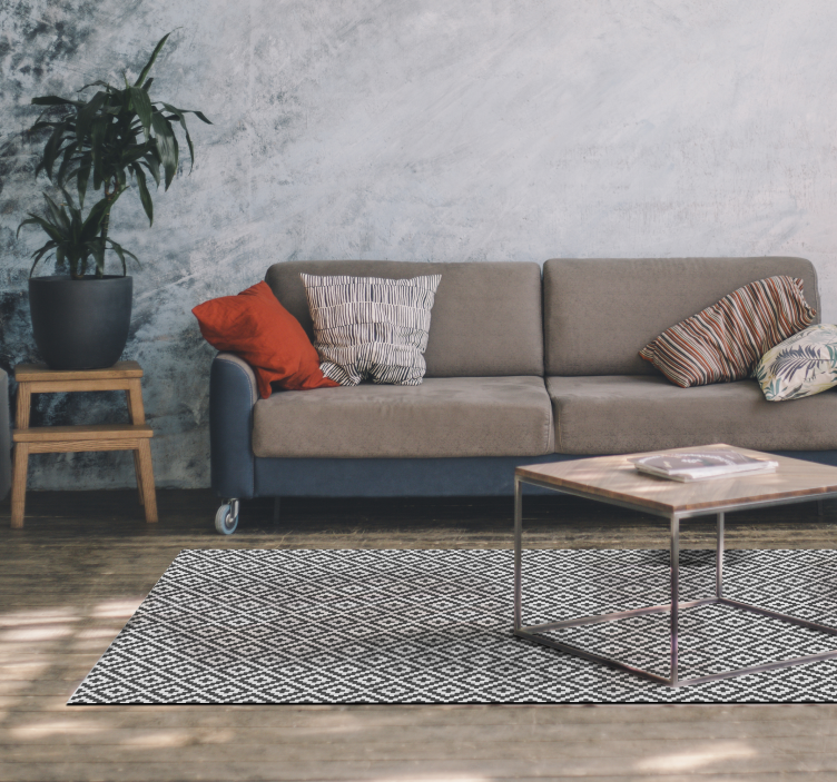 Geometric Black White Design living room rug - TenStickers