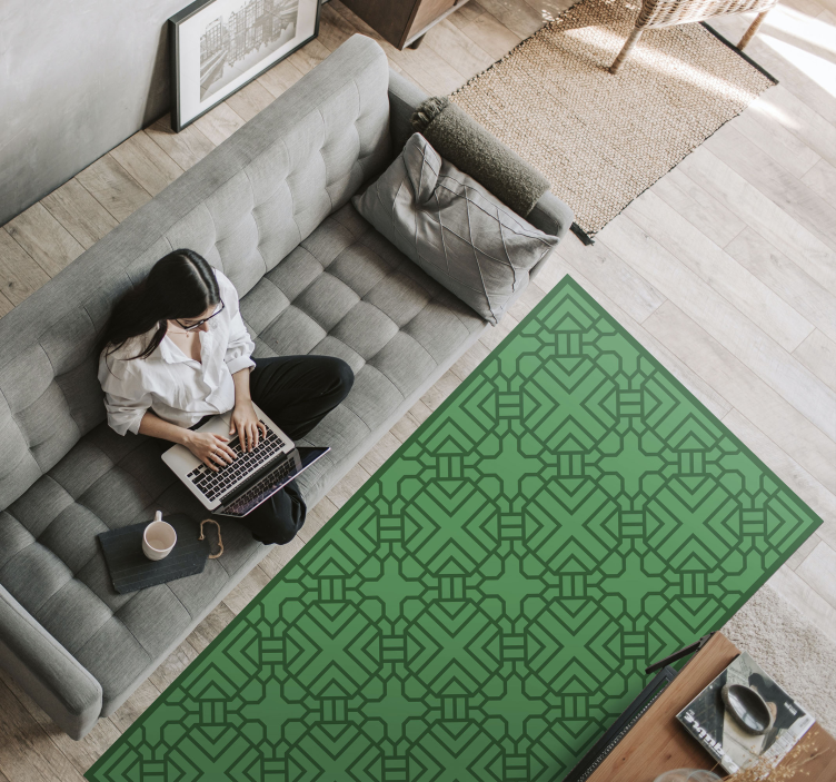 Geometric Green Pattern geometric vinyl rug - TenStickers