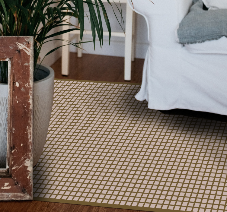 Geometric Grid Pattern striped vinyl rug - TenStickers