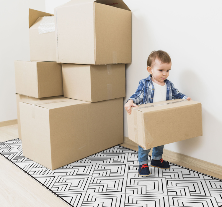 Geometric Maze Pattern geometric vinyl rug - TenStickers