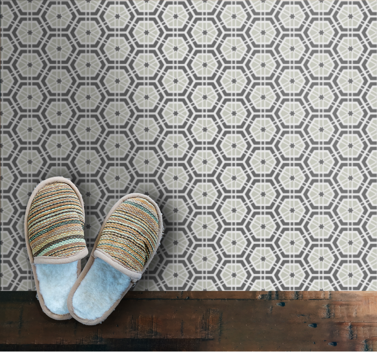 Elegant grey hexagons motif mosaic vinyl rug - TenStickers