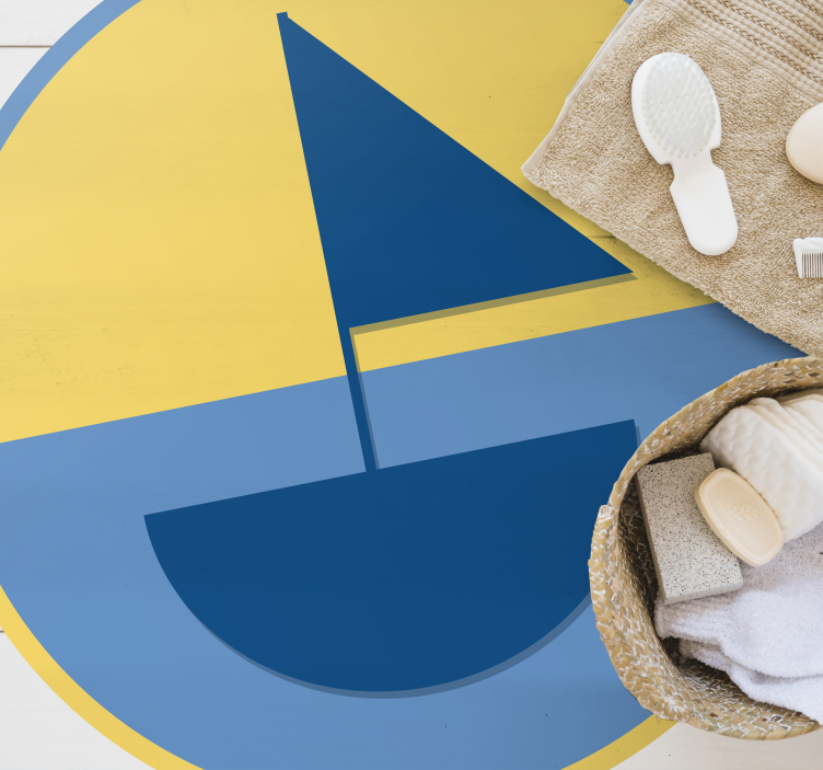 Geometric Sailboat Motif geometric vinyl rug - TenStickers