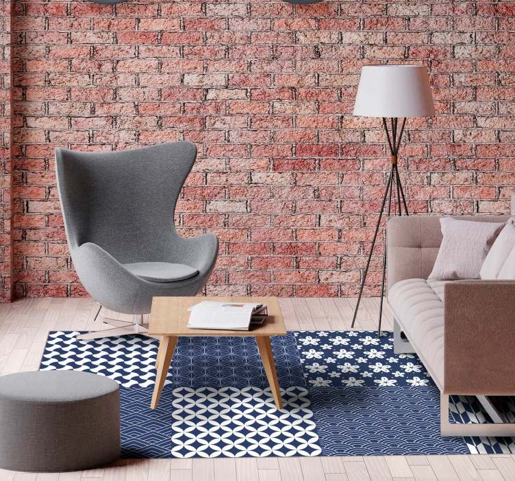 Geometric Tile Ensemble geometric vinyl rug - TenStickers