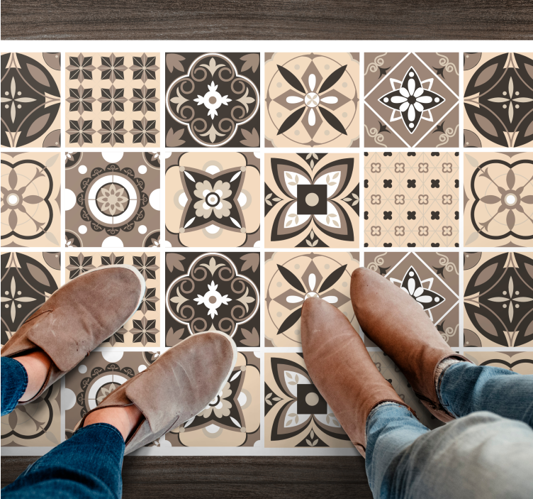 Geometric Tile Pattern floor carpet tiles - TenStickers