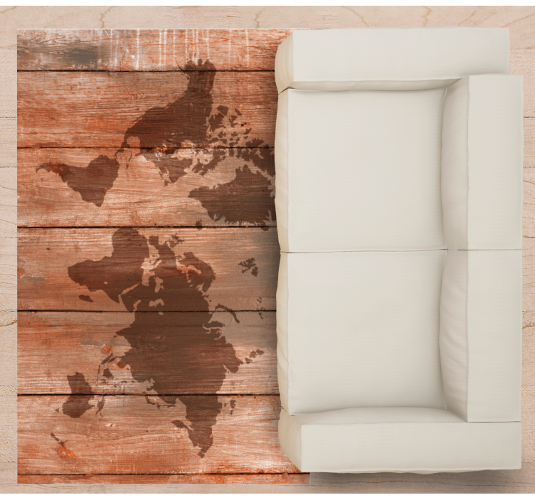 Wooden map effect world map vinyl rug - TenStickers