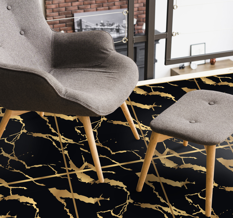 Golden flecks effect marble vinyl rug - TenStickers