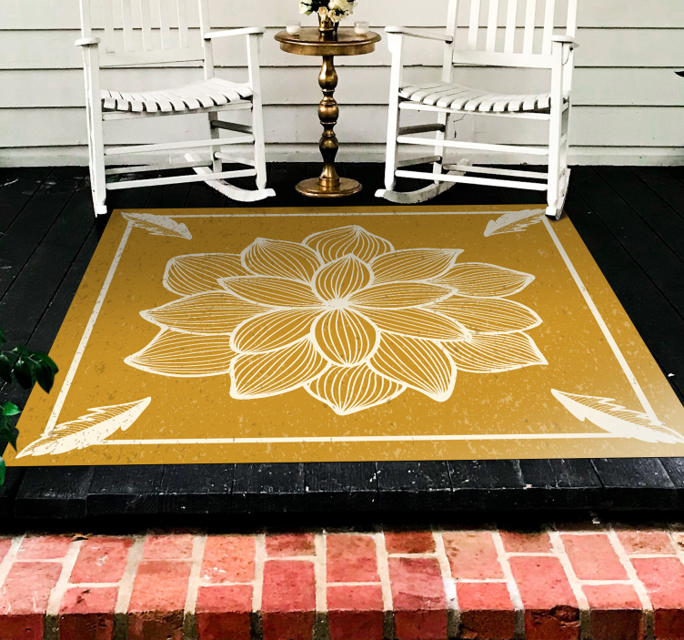 Golden Floral Design floral vinyl rug - TenStickers