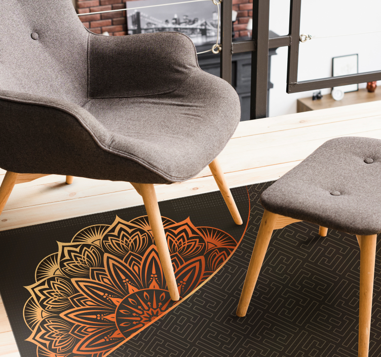 Golden Mandala Vinyl rug for home office - TenStickers