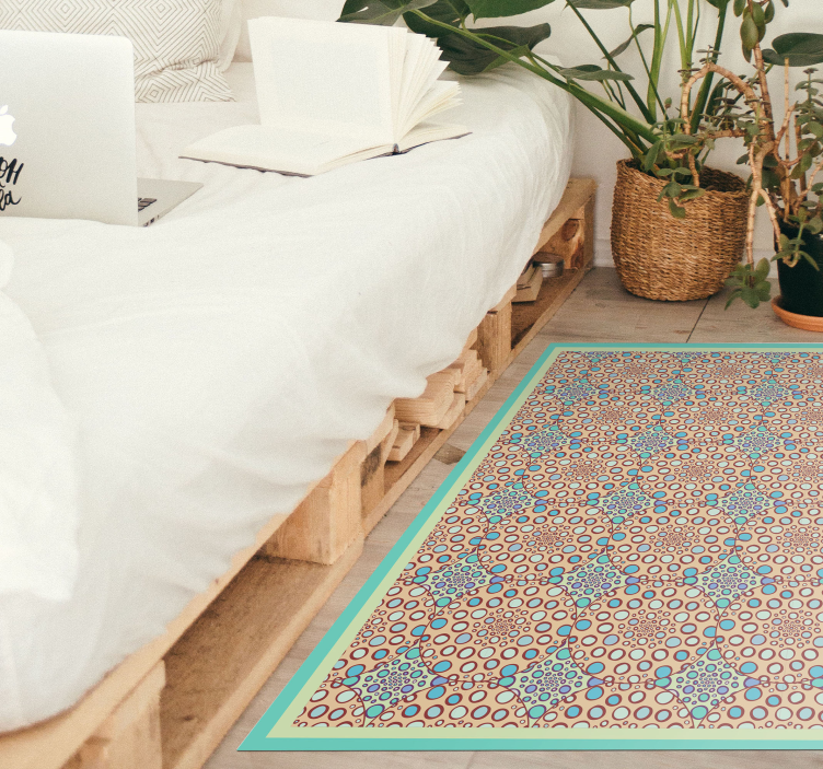 Graceful botanical print bedroom vinyl rug - TenStickers