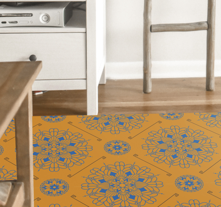 Graceful orange style mandala vinyl rug - TenStickers