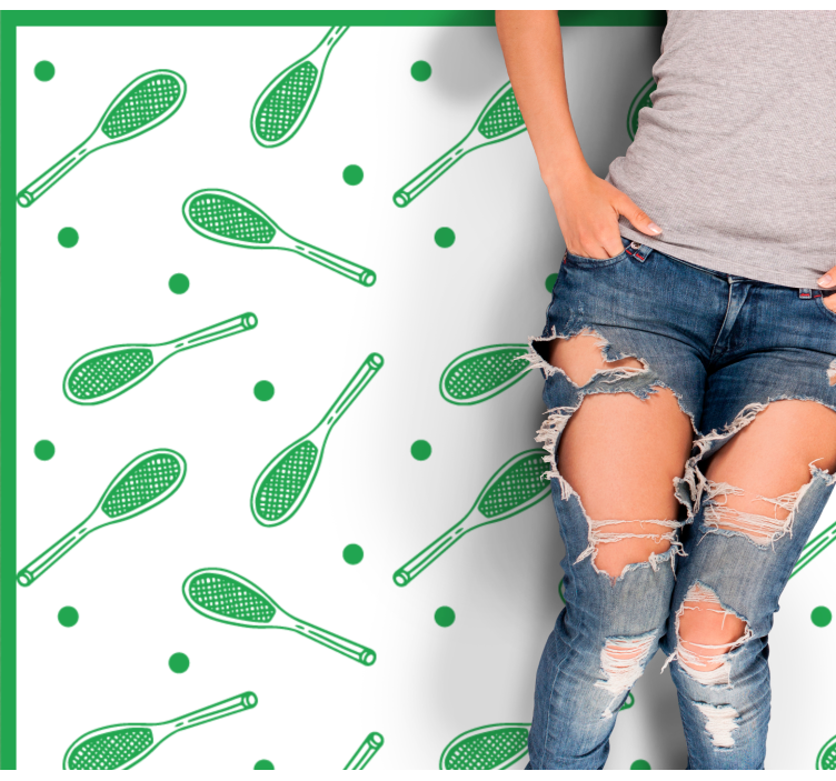 Green and white tennis pattern rectangular rug - TenStickers