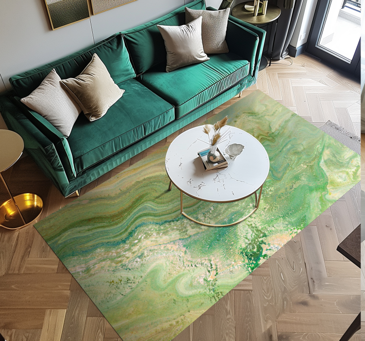 Green & beige colors marble vinyl rug - TenStickers