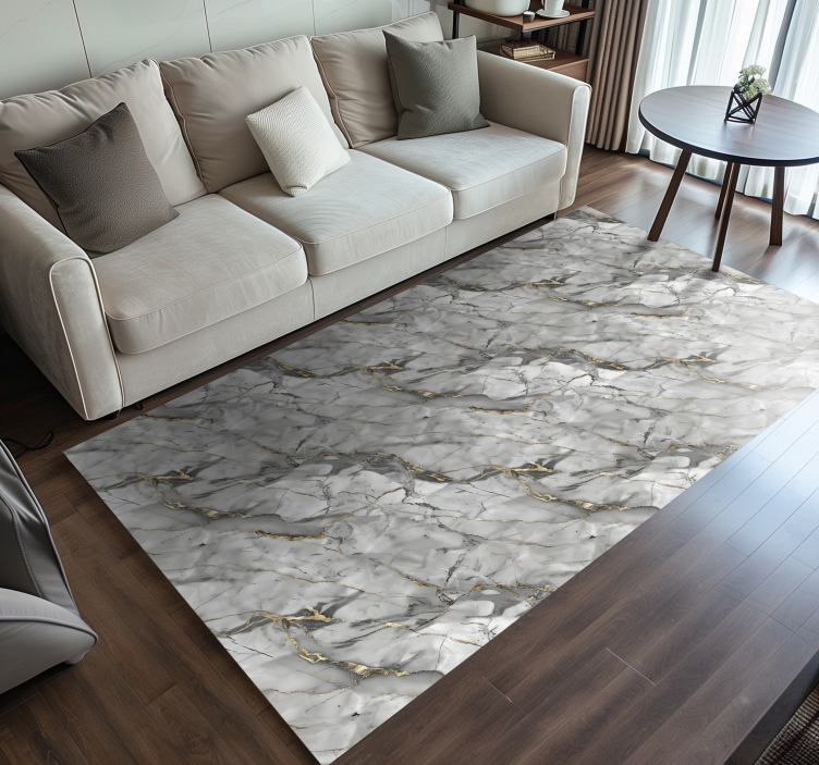Grey & Gold marble vinyl rug - TenStickers