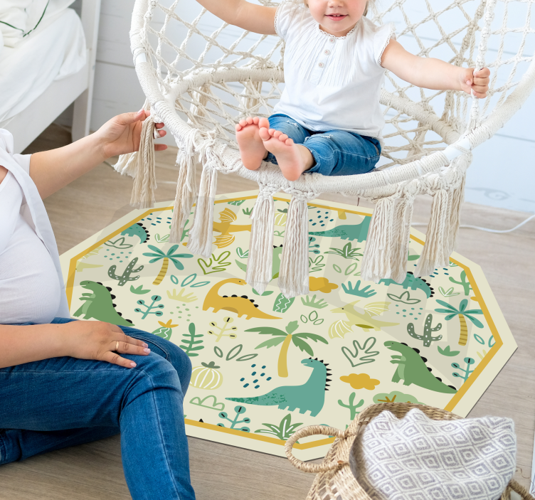 hand drown dinosaurs pattern vinyl rug - TenStickers