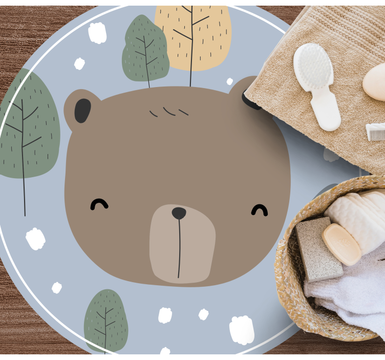 Happy Bear Face kids vinyl rug - TenStickers