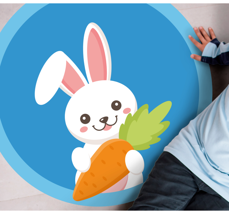 Happy bunny with carrot animal vinyl rug - TenStickers