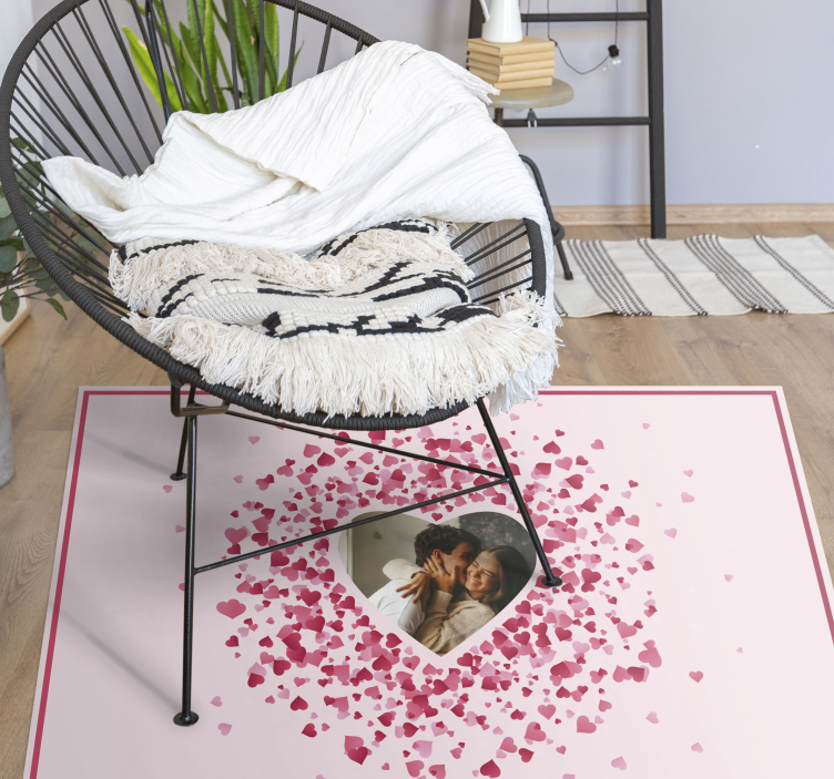 Heart shape with photo bedroom vinyl rug - TenStickers