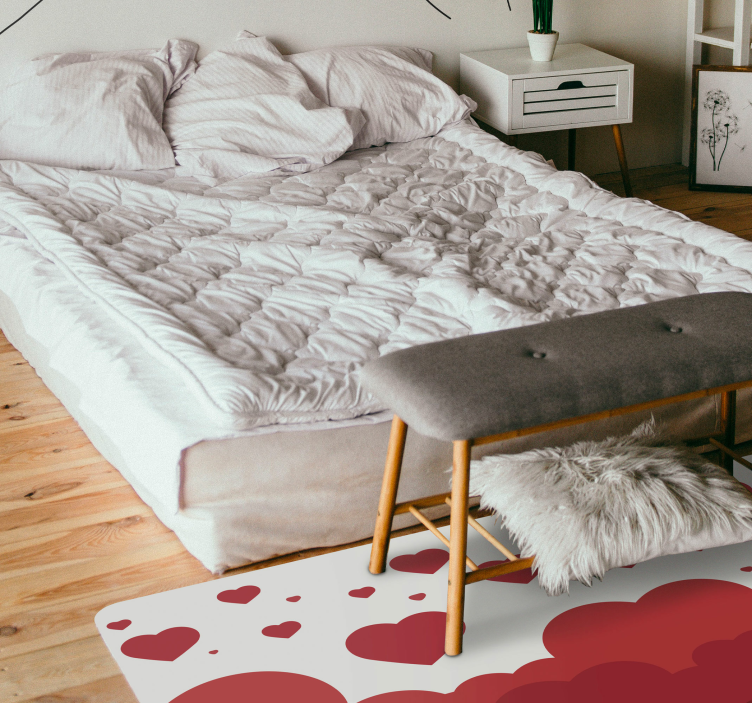 Hearts pattern bedroom vinyl rug - TenStickers