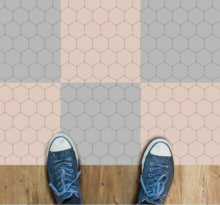 Elegant hexagonal geometric vinyl rug - TenStickers