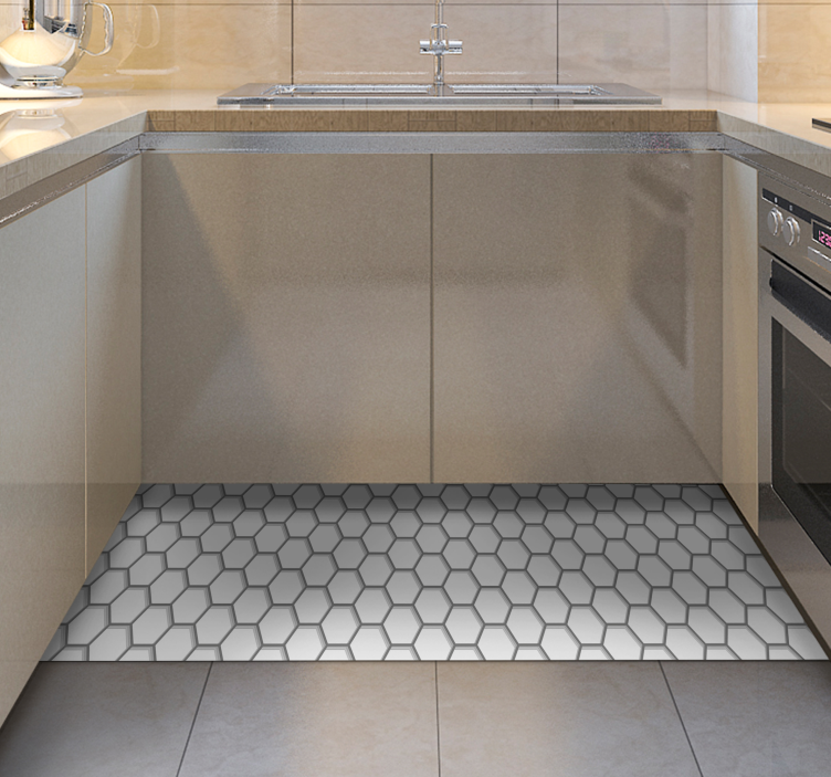 Hexagonal Tiling kitchen vinyl rug - TenStickers