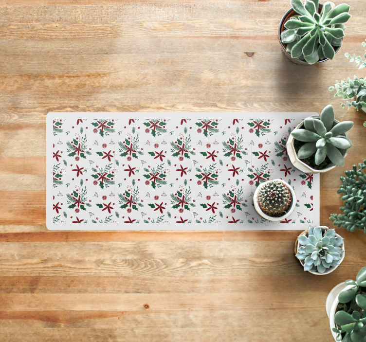 Holiday Foliage Pattern Christmas vinyl rug - TenStickers