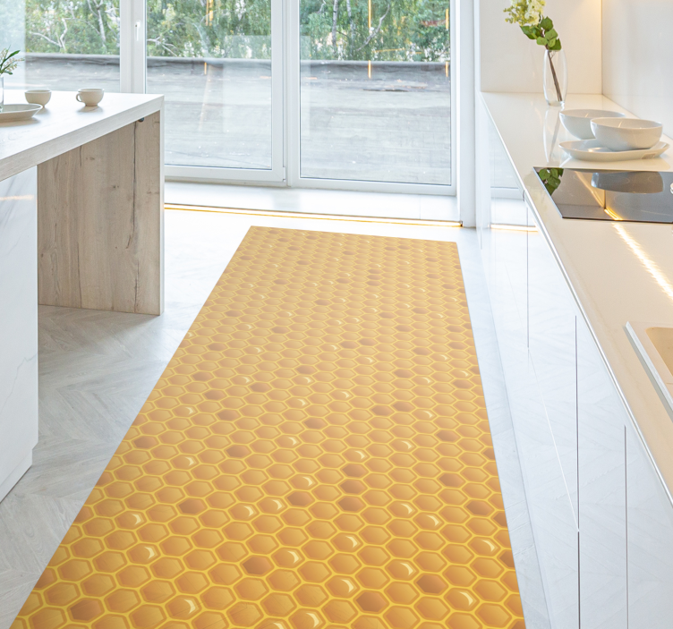 Honeycomb concept kitchen vinyl rug - TenStickers