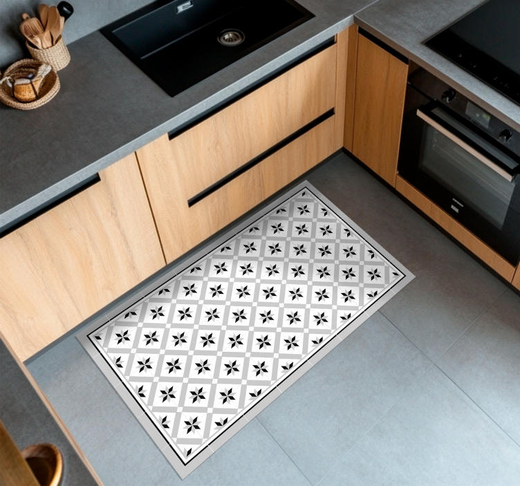Hydraulic Grey kitchen vinyl rug - TenStickers