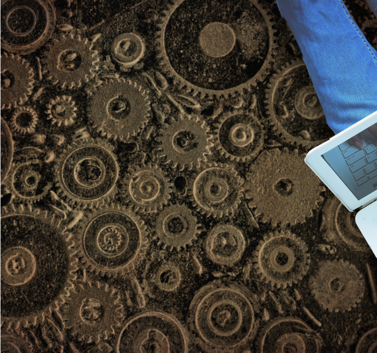Industrial Gears Pattern textured vinyl rug - TenStickers