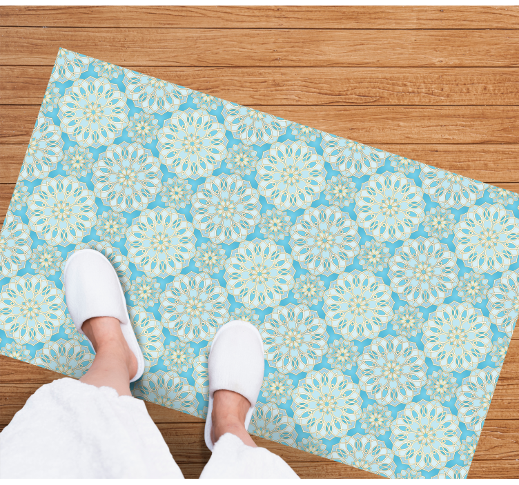 Intricate floral patterns tile vinyl rug - TenStickers