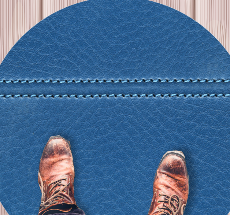 Textured vinyl rug with leather blue effect - TenStickers