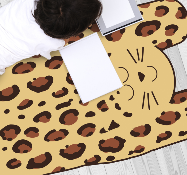 Happy leopard animal print vinyl rug - TenStickers