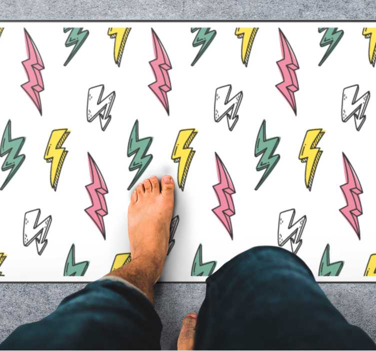 Lightning bolt pattern game vinyl rug - TenStickers
