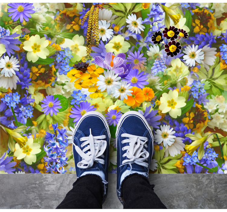 Lively Blossom Concept floral vinyl rug - TenStickers