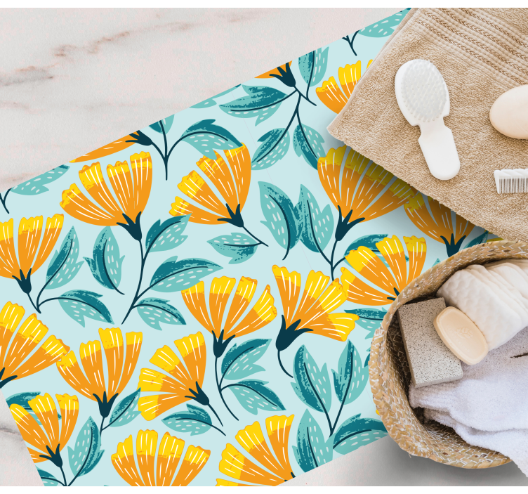 Lively Botanical Motif floral vinyl rug - TenStickers