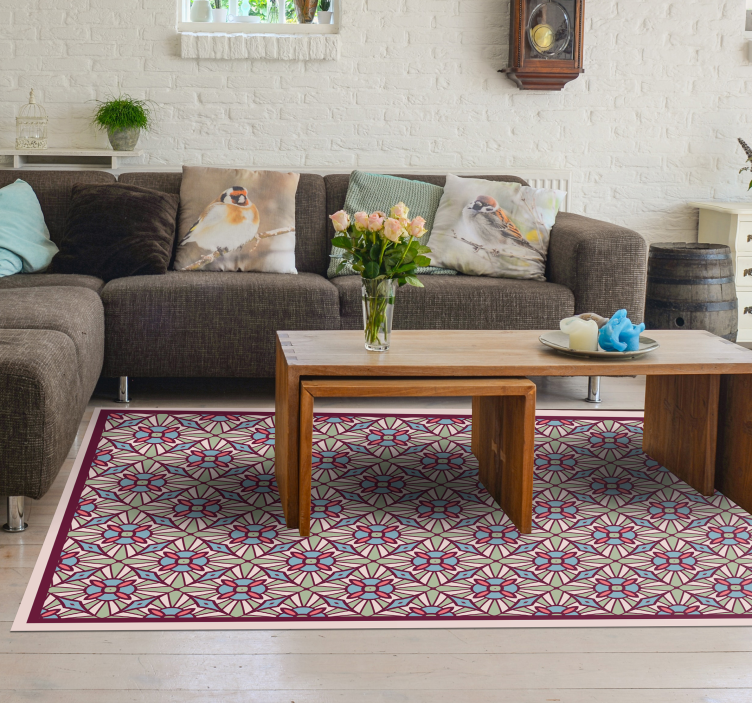 Lively composition living room vinyl rug - TenStickers