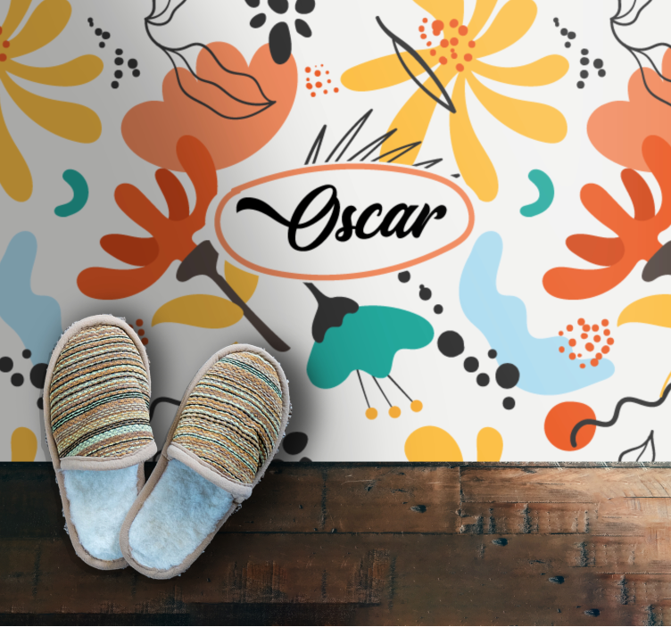 Custom abstract flowers bedroom vinyl rug - TenStickers