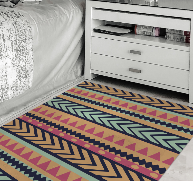 Lively Geometric Elements ethnic vinyl rug - TenStickers