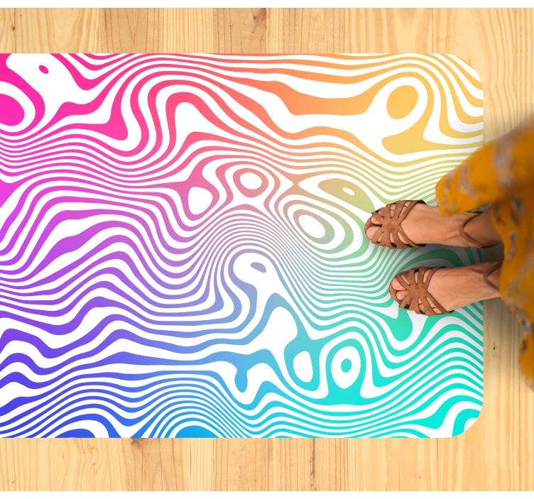 Lively Wave Elements striped vinyl rug - TenStickers