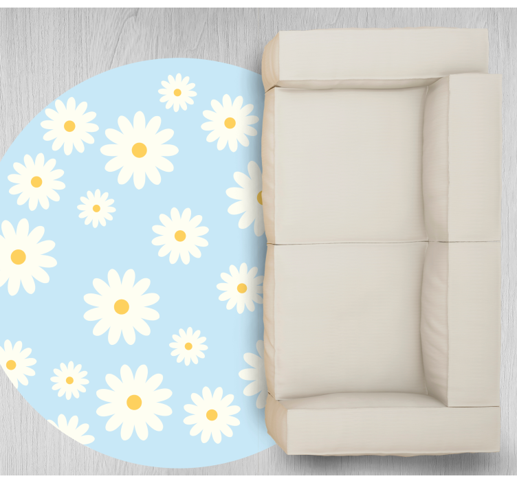 Living room vinyl rug daisy floral design - TenStickers