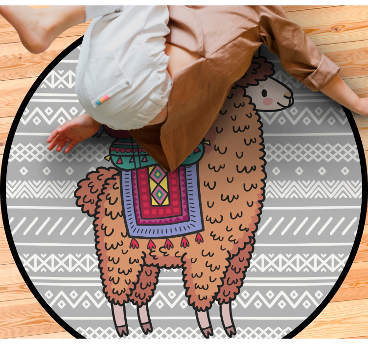 Llama with Saddle kids vinyl rug - TenStickers