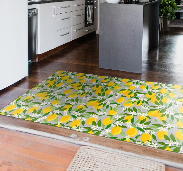 Lush citrus blossom kitchen vinyl rug - TenStickers