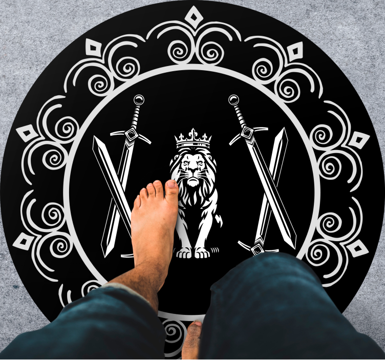 Majestic Lion Emblem circular vinyl rug - TenStickers