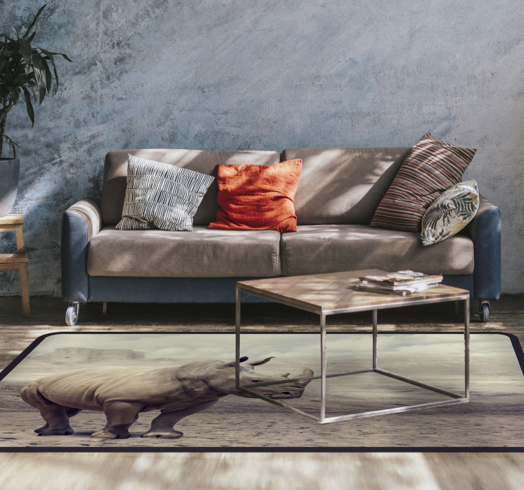 Majestic rhinoceros scene animal vinyl rug - TenStickers