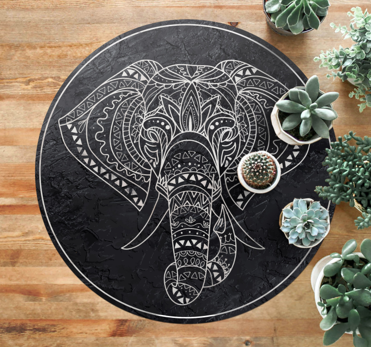 Mandala Elephant mandala vinyl rug - TenStickers
