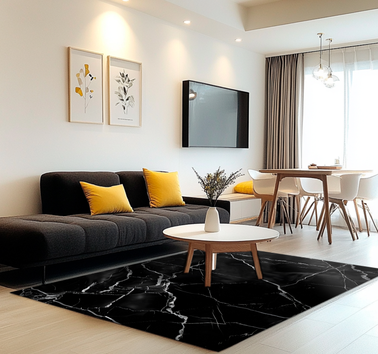 Marble imitation black vinyl rug - TenStickers