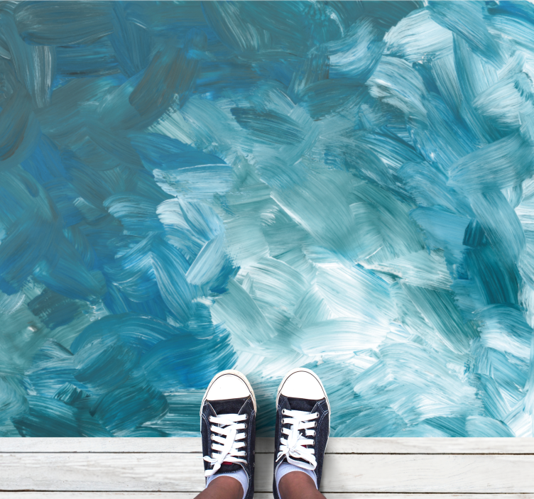 Marine Brush Strokes minimal vinyl rug - TenStickers