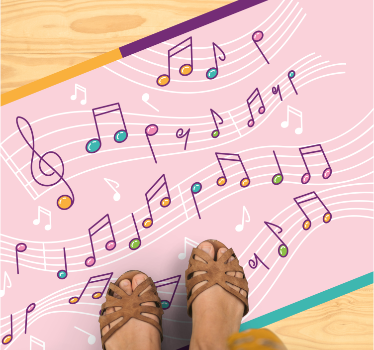 Melodic Note Flow teen vinyl rug - TenStickers