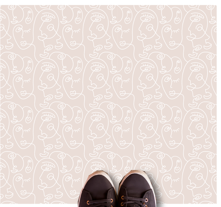 Minimalist Line Faces modern vinyl rug - TenStickers